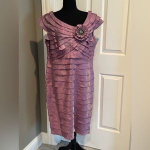 London Times Dress Size 16W purple Tiered Cap Sleeve Midi 💜